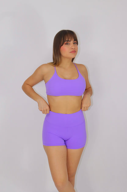 SET CRYSTAL TOP Y SHORT - Lila