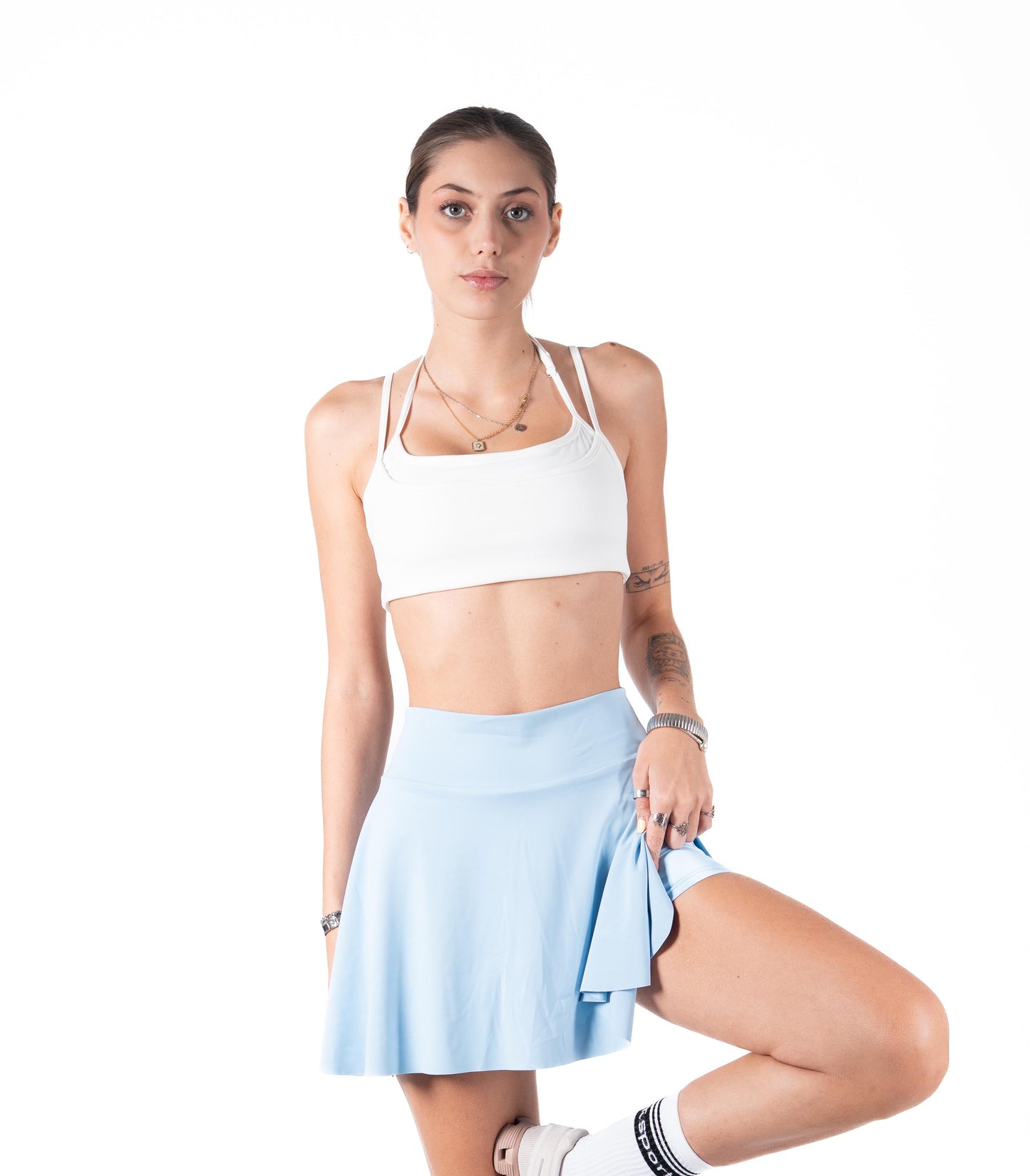 Ruffled falda short