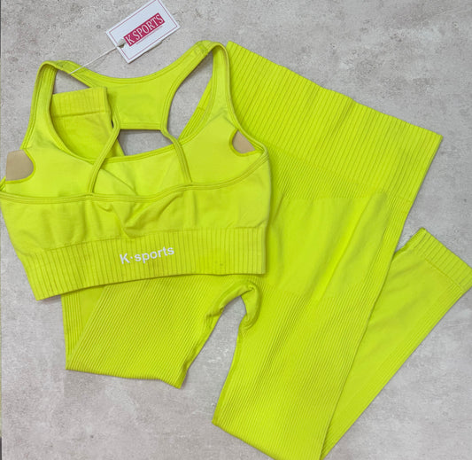 Conjunto set seamless Top + Leggins - Verde Limon