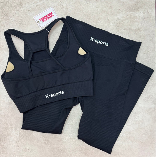 Conjunto set seamless Top + Leggins - BLACK
